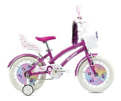 Imagen 1 de 2 de Bicicleta infantil infantil Olmo Infantiles Tiny Friends 2020 R16 frenos v-brakes color violeta con ruedas de entrenamiento