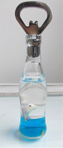 Destapa Botella Acrilico C/ Liquido Y Delfin