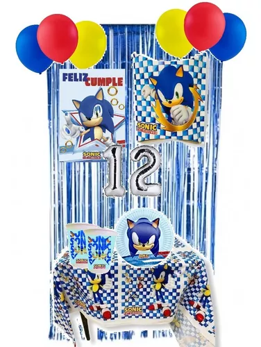 Set Cotillón Cumpleaños Sonic 20 Lic.oficial + Adorno Torta