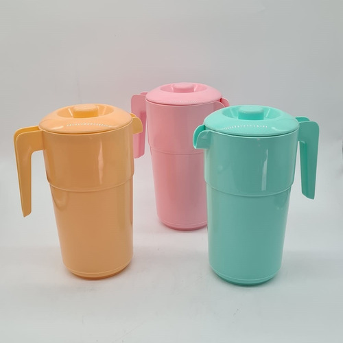 Imagen 2 de 2 de Jarra Plástico 2l Con Tapa Colores Pastel