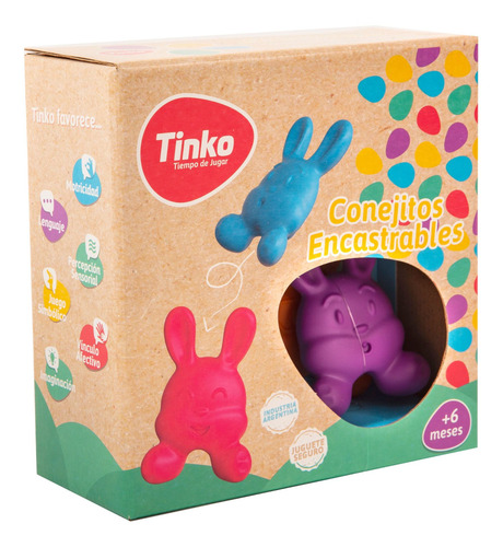 Imagen 3 de 3 de Juego De Encastre Conejitos Encastrables Goma Tinko 8109