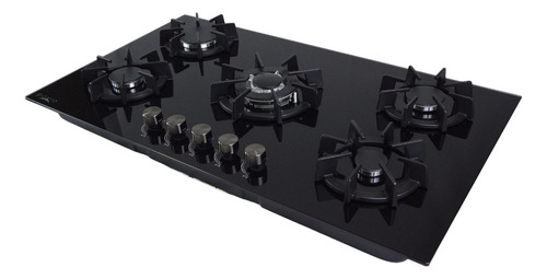 Parrilla De 5 Quemadores En Cristal Negro De 90 Cm Milano
