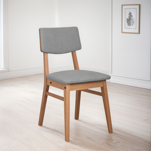 Silla De Diseño Classic De Madera Tapizado Comedor Buena Luz Estructura De La Silla Roble Asiento Tapizado Gris Diseño De La Tela Tapizado Gris