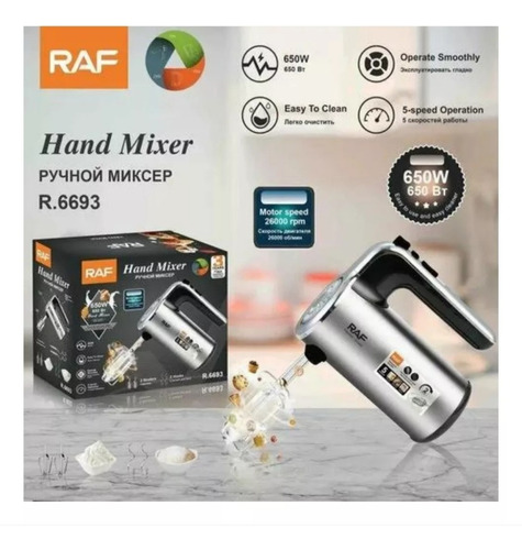 Batidora Eléctrica 2 Tipos De Gancho 650w - Raf R6693
