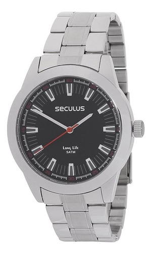 Imagem 1 de 7 de Relógio Prata Masculino Seculus Long Life E Canivete 23810