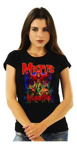 Polera Mujer Misfits Resurrection Punk Impresión Directa