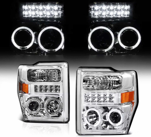 Par Faros Led Halo Ford F250 F350 Super Duty 2008 2009 2010