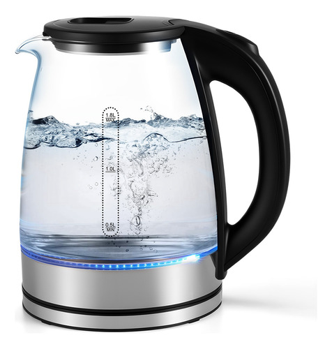 Hervidor De Acero Inoxidable Transparente De 1,8 L Con Luz Transparente