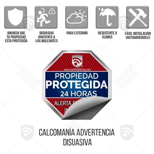 Imagen 5 de 10 de Kit 3 Letreros Alerta Advertencia Casa Seguridad 3 Calcas Stickers Alarma Tipo Placa Proteccion Vigilancia