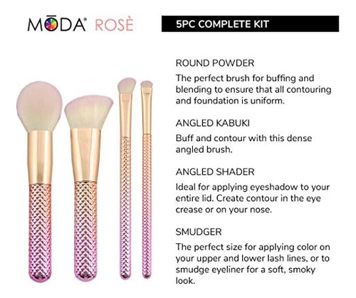 Moda Juego Completo De 5 Brochas De Maquillaje Para Rostro M