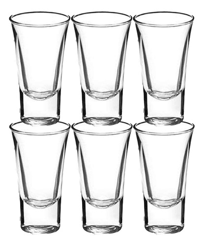 Conjunto 6 Copos De Vidro P/ Dose 70ml Bebidas Shots Tequila Cor Incolor