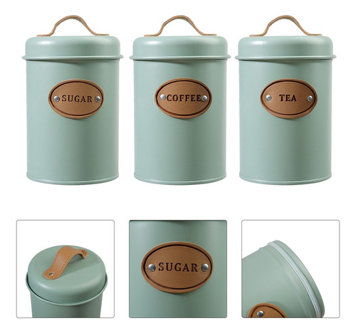 3 Latas Chá, Café E Açúcar Com Tampa Hermética,