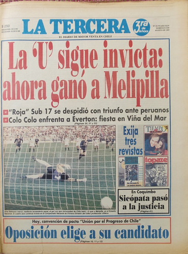 Diario La Tercera 1993 La U La Gano A Melipilla  (d33