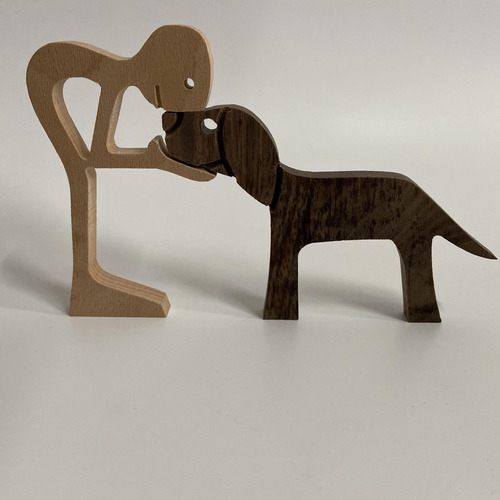 Cachorro De Madera Arte Humano Mini Tallado El 18x15x1.2cm