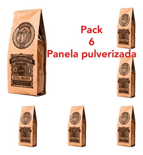 Pack 6 Panela Pulverizada 100% Jugo De Caña Mesa Baja 500 G