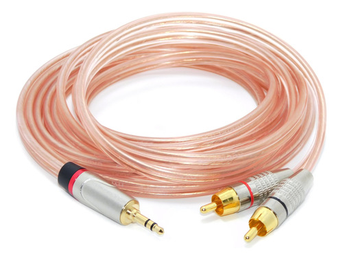 Cable Audio Plug 3,5 Stereo A 2 Rca  Metalico Dorado X 2 Mts