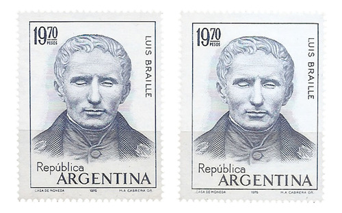 Argentina Gj 1712 Filigrana Mt 1051 Homenaje A Luis Braille 
