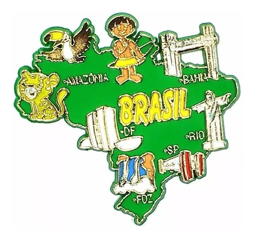 Kit 10 Imãs Geladeira Mapa Do Brasil Emborrachado Qualidade