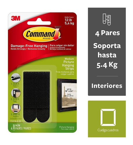 Tiras Para Colgar Cuadros Medianas Color Negro