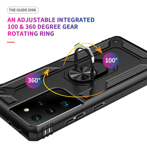Funda Uso Rudo Para Galaxy S21 Ultra Carcasa+ Hidrogel Mica Negro Samsung Galaxy S21 Ultra