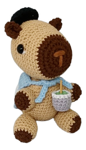 Carpincho + Mate + Bandera + Boina Peluche 15 Cm Karmin Marrón Claro