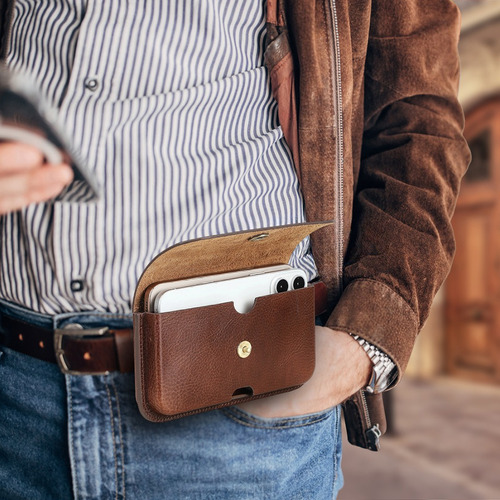 Riñonera Hombre Cuero Para Celular De 6.9 Pulgadas