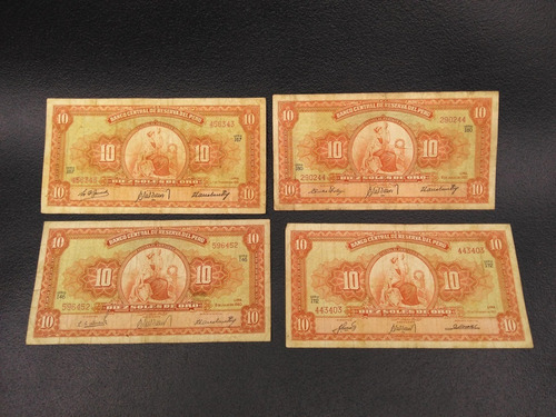 Makuka: Antiguo Billete Peru 4x10 Soles Consecutiv Bol10 Mnn