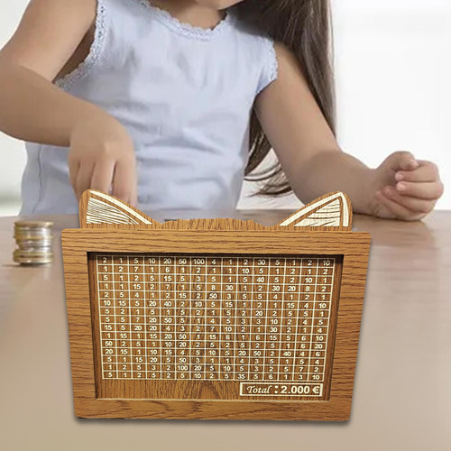 Wooden Piggy Bank Wooden Money Box With Counter Euro 2000