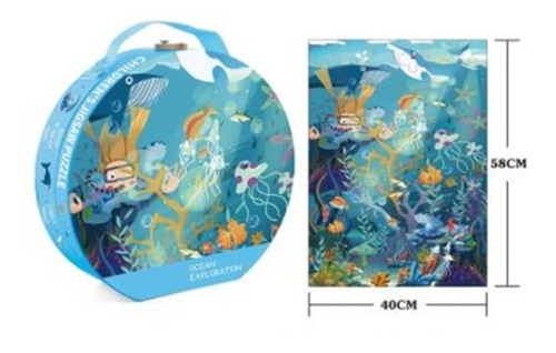 Imagen 3 de 3 de Rompecabezas 60 Pcs Jumbo Puzzle Valija Expedicion Oceno F