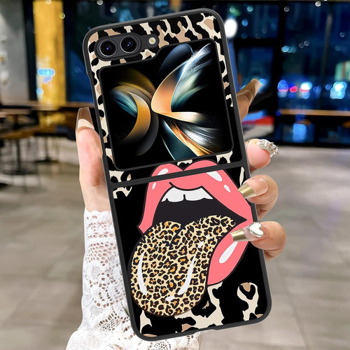 Funda Para Samsung Galaxy Z Flip 5 Animal Print - Labio Rosa