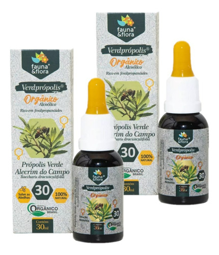 Própolis Verde Orgânico Verdprópolis 30 Fauna Flora 30ml 2un