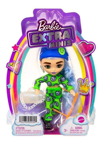 Barbie Extra Mini Cabelo Azul Gelo Mattel Hgp65