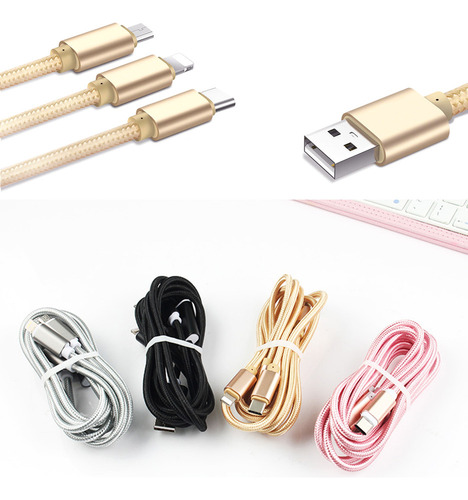 3 En 1 Multi Usb De Sincronización Rápida Cable De Carga Par