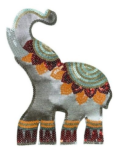 Aplique Bordado Con Lentejuelas Elefante Tailandia 17x21cm 