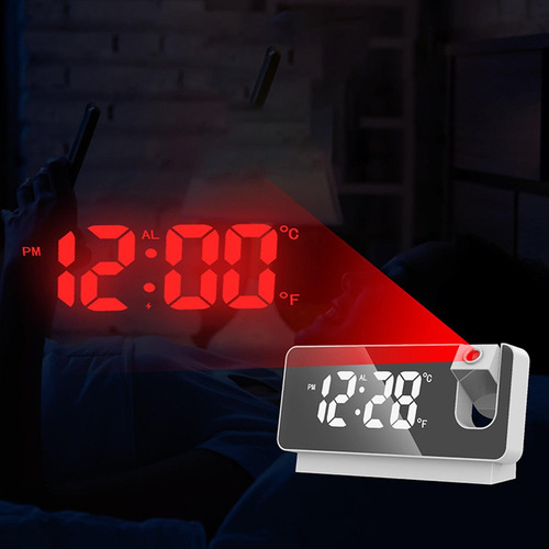 Relógio Despertador De Projeção Led Silencioso Alarme