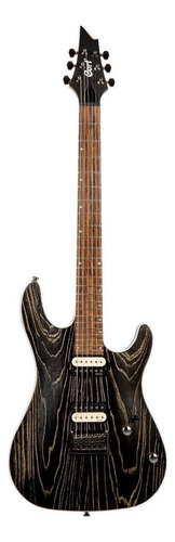 Guitarra eléctrica Cort KX Series KX300 Etched de caoba black gold engraved con diapasón de granadillo brasileño
