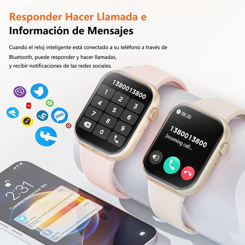Smartwatch Reloj Inteligente Mujer De 2 - Llamadas Bluetooth Reloj Dama, Monitor De Frecuencia Cardíaca/sueño,