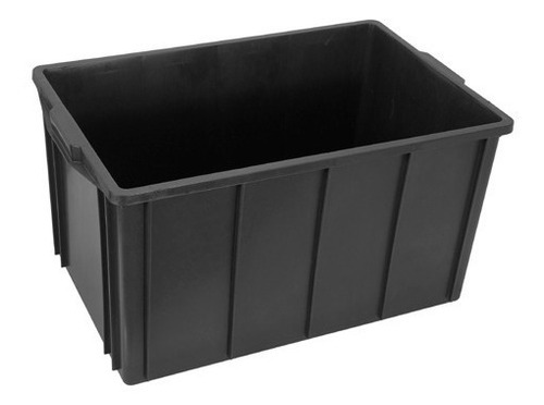 Caixa Container Organizador Plastico Multiuso 61l Com Tampa Cor Preto