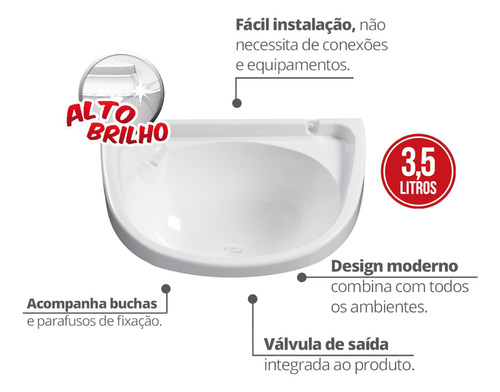 Durin Kit Lavatorio Pequeno Basic Bellart 00605 cor branco