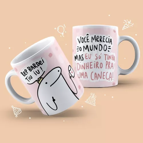 Caneca meme FLORK para amiga aniversariante, aniversário