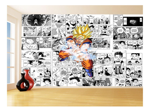 Papel De Parede Dragon Ball Goku Página Manga 3,5m Dbz635