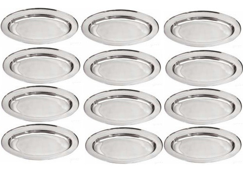 Travessa Oval Funda Inox 35cm Kit Com 12 Unidades