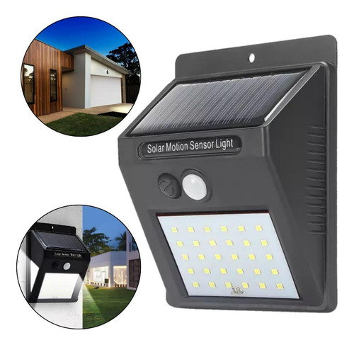 Luminária Solar 20 Leds Fotocélula Sensor Luz De Parede