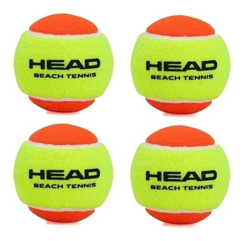 Bola De Beach Tênis Bolinha Beach Tennis Head- 4 Unidades