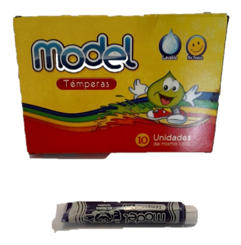 Tempera Model X 10 Pomos 8ml Escolar Color A Eleccion Color Negro