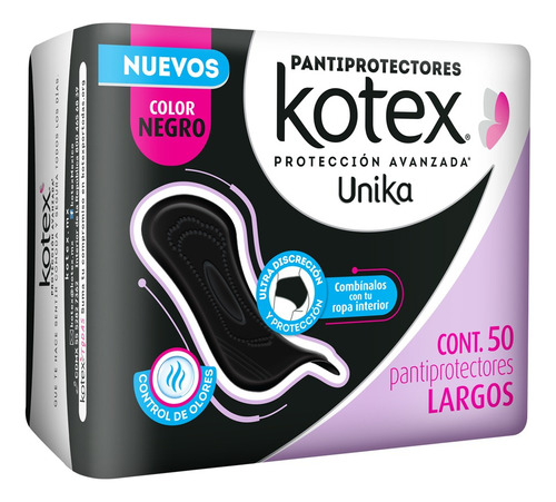 Pantiprotectores Kotex Unika Black 50 Piezas