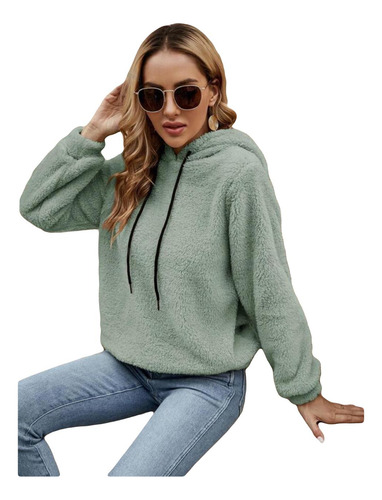 Buzo Sudadera Con Capucha De Peluche Con Cordón Sólido