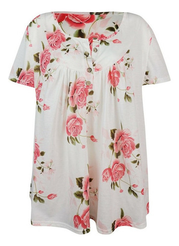 Camisetas Tallas Grandes Con Estampado Floral Y Botones