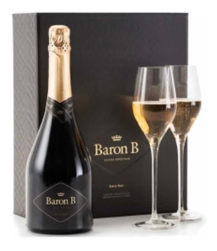 Estuche De Champagne Barón B Extra Brut X750ml + Dos Copas