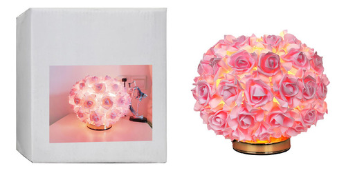 Lámpara Luz Nocturna Enchufable Con Pantalla De Flores Rosa